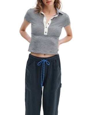 The Knit Button Stripe Tee