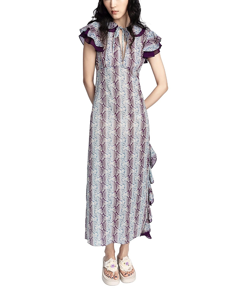 Anna Sui Ombre Ribbons Cotton Ruffle Dress