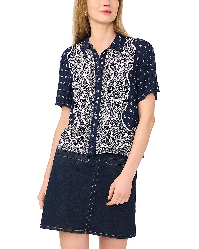 Vince Camuto Collared Button Down Short Sleeve Shirt