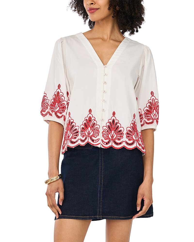 Vince Camuto V Neck Top With Three Quarter Sleeve