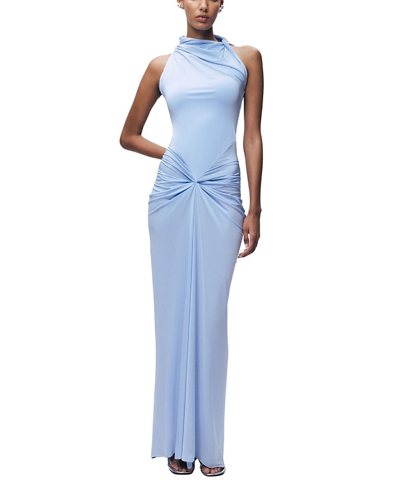 Nocturne Draped Halter Neck Ruched Maxi Dress