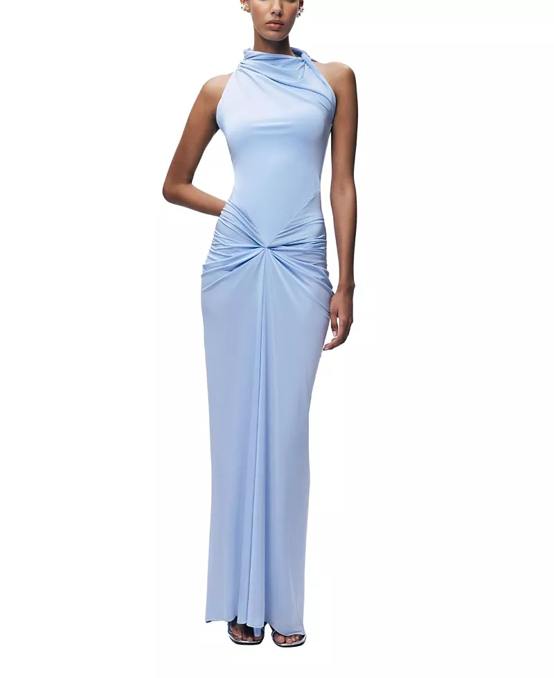 Nocturne Draped Halter Neck Ruched Maxi Dress
