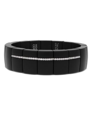 Domino Luce Black Ceramic Diamond Stretch Bracelet, 0.31 tcw