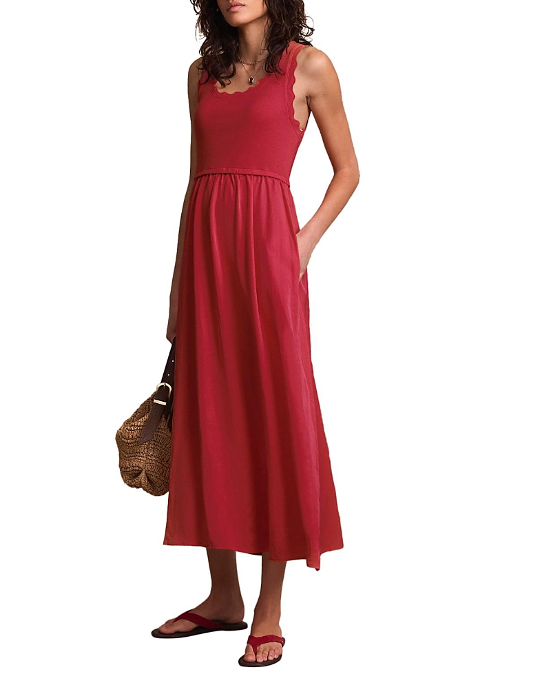 Mint Velvet Women's Scallop Short Sleeve Trim Midi Dress