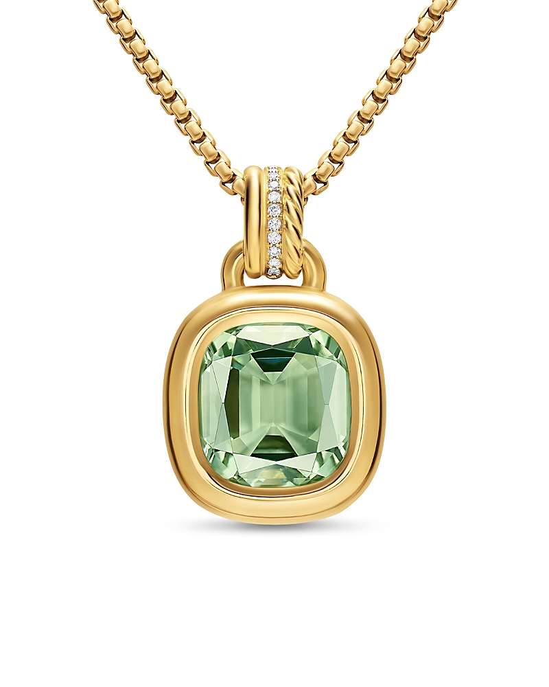 David Yurman Dy Mercer Color Amulet in 18K Yellow Gold with Prasiolite and Diamonds, 13mm · OS