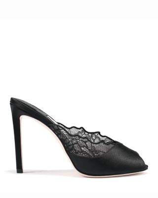 Jimmy Choo Women's Brigitte 100 Lace & Satin Mules