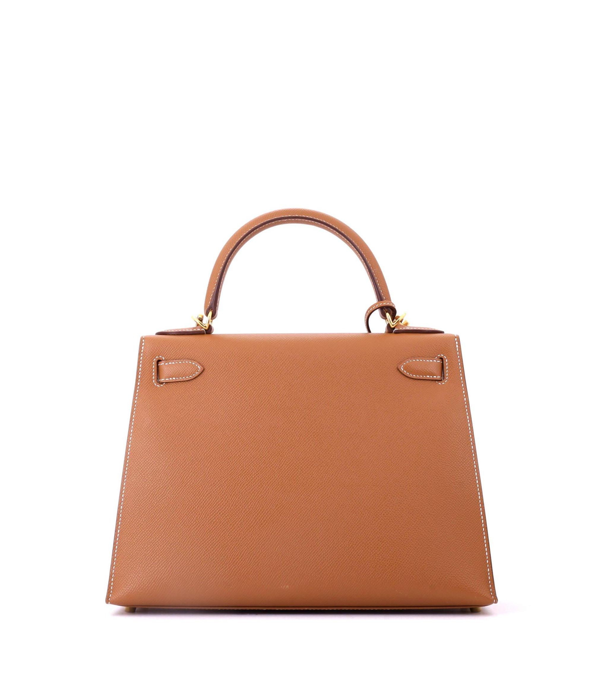 Kelly 28 Handbag Brown Epsom with Hardware — Image 6