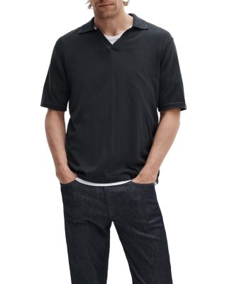 Conrad Johnny Collar Silk Blend Polo Shirt