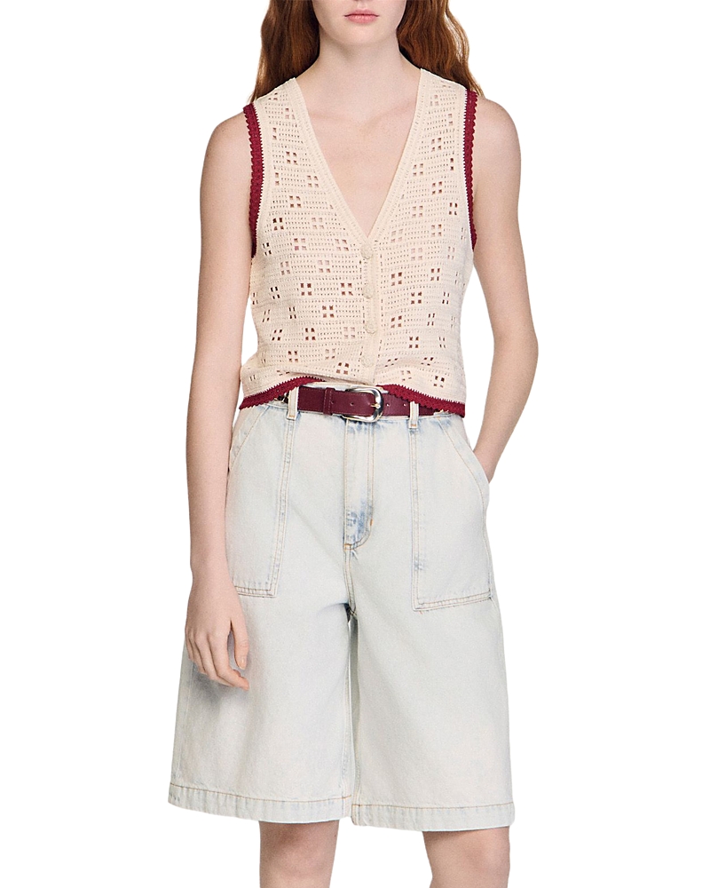 Sandro Crochet Style Cardigan