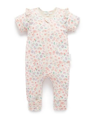 Girls' Printed Short Sleeve Long Leg Ruffle Romper - Baby