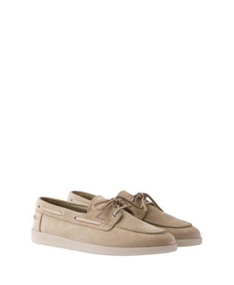 Prada Men's Suede Boat Shoes With Laces
