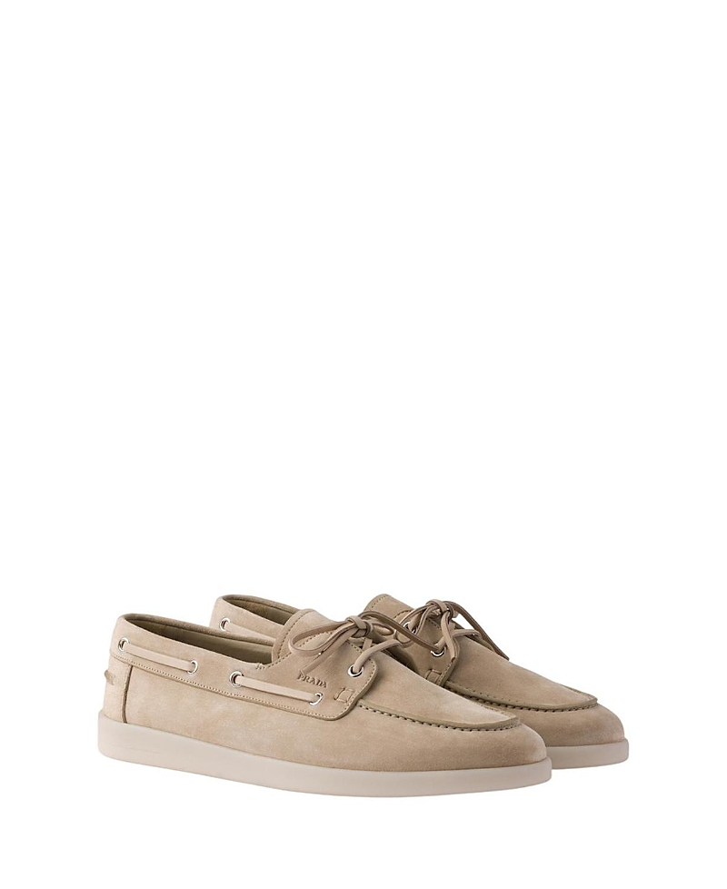 Prada Men's Suede Boat Shoes With Laces