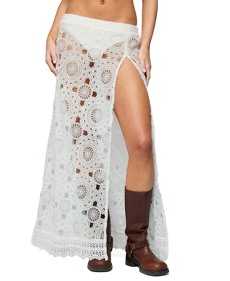Edikted Milana Slit Sheer Lace Maxi Skirt