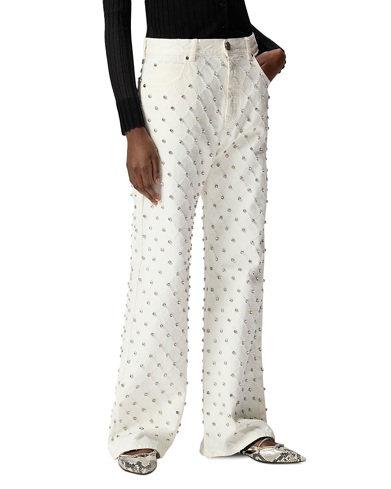 Pinko Wanda Mid Rise Wide Leg Jeans in White