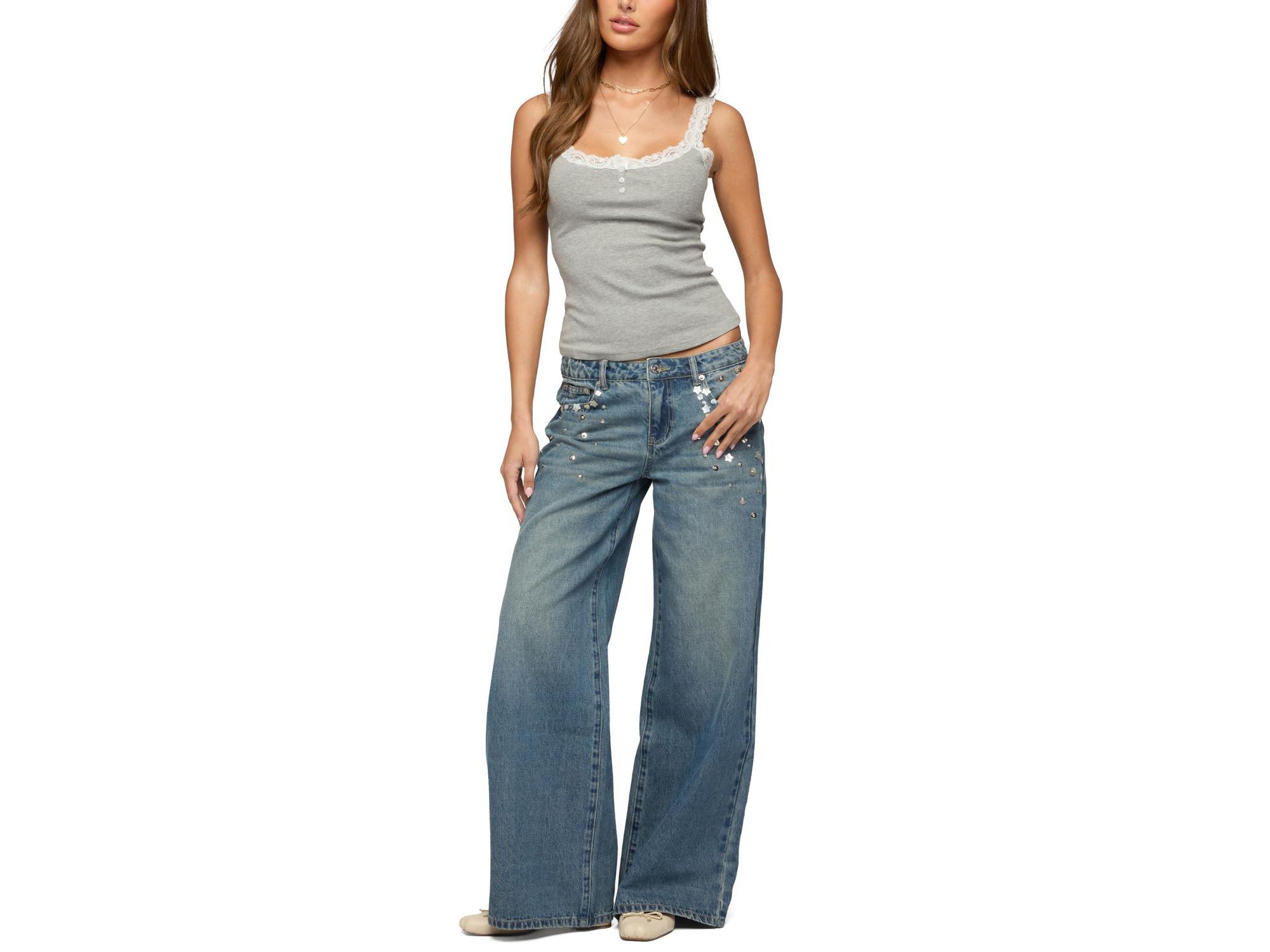 Mahlia Button Low Rise Baggy Jeans — Image 3