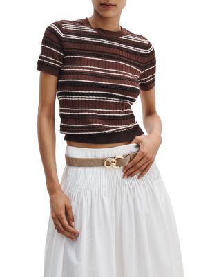 Karina Stripe Short Sleeve Sweater