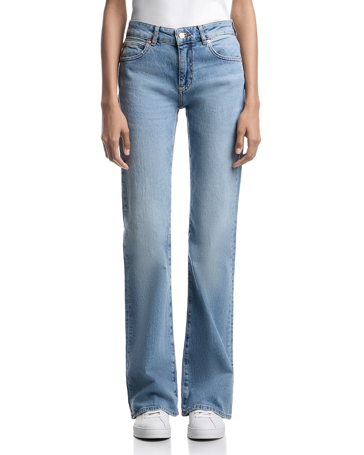 Mid Rise Bootcut Jeans in Dark Blue Denim
