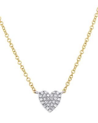 14K Gold Kate Diamond Pav&eacute; Small Heart Pendant Necklace, 0.09 tcw