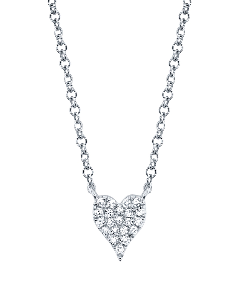 Shy Creation 14K Gold Kate Diamond Pave Small Heart Pendant Necklace, 0.05 tcw