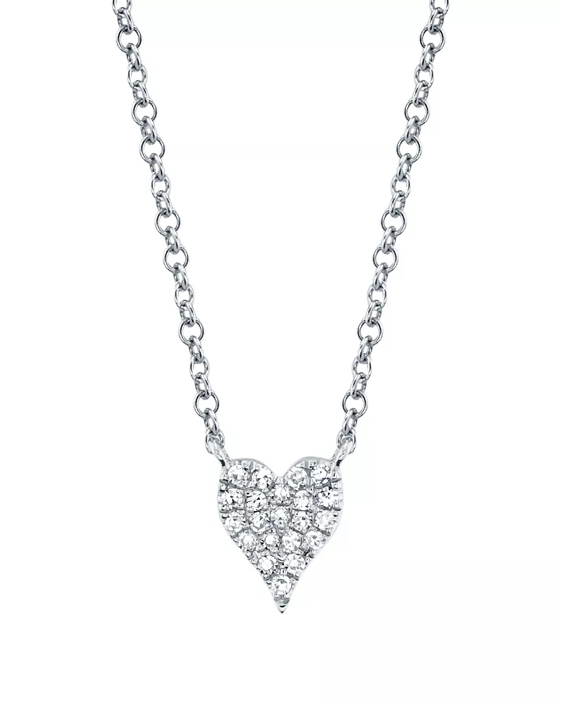 Shy Creation 14K Gold Kate Diamond Pave Small Heart Pendant Necklace, 0.05 tcw