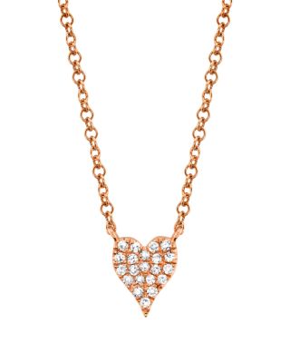 14K Gold Kate Diamond Pav&eacute; Small Heart Pendant Necklace, 0.05 tcw