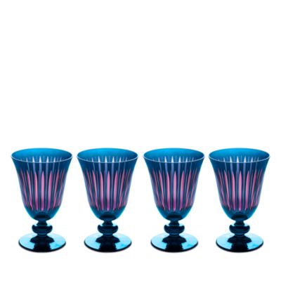 Prism Wine Glasses, Blue, Set of 4