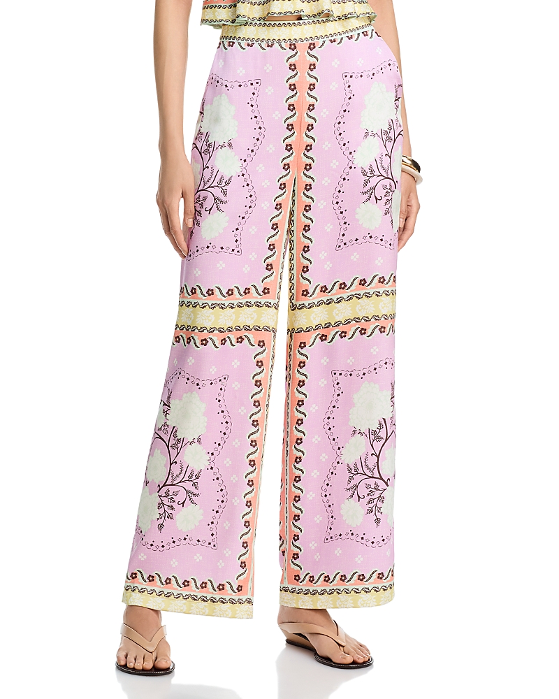 Aqua Designed by Agua Bendita Scarf Print Wide Leg Pants - Exclusive