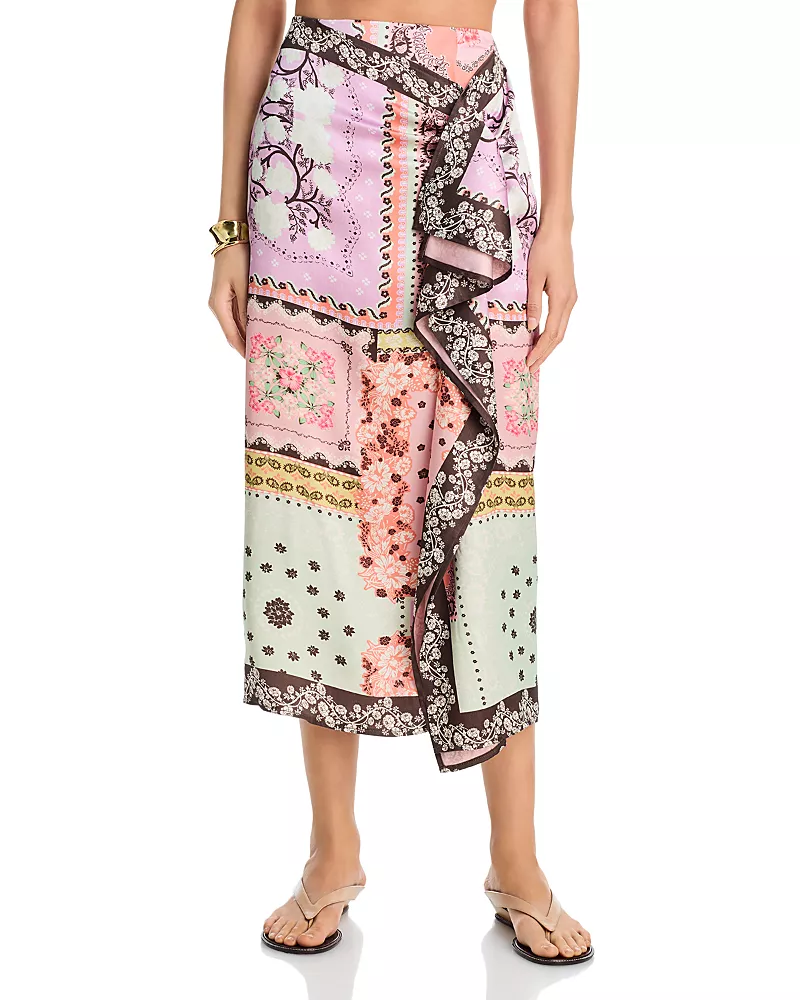 Aqua x Agua Bendita Ruffle Wrap Maxi Skirt - Exclusive