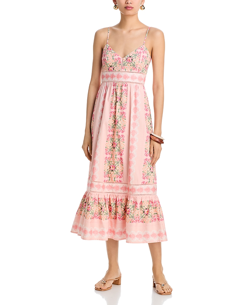 Aqua x Agua Bendita Ladder Stitch Floral Midi Dress - Exclusive