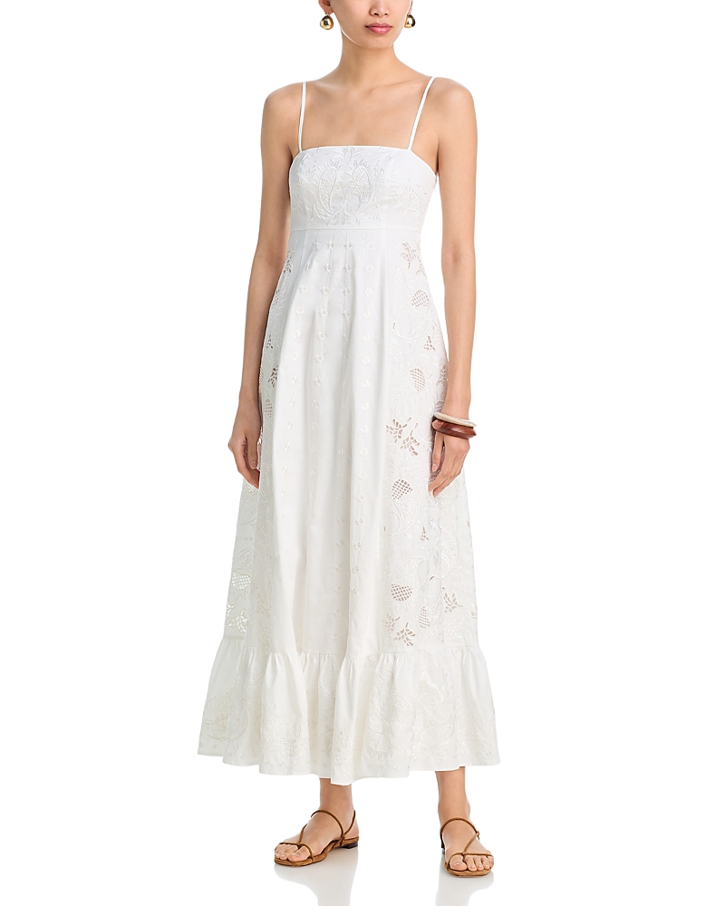 Aqua x Agua Bendita Embroidered Poplin Maxi Dress - Exclusive