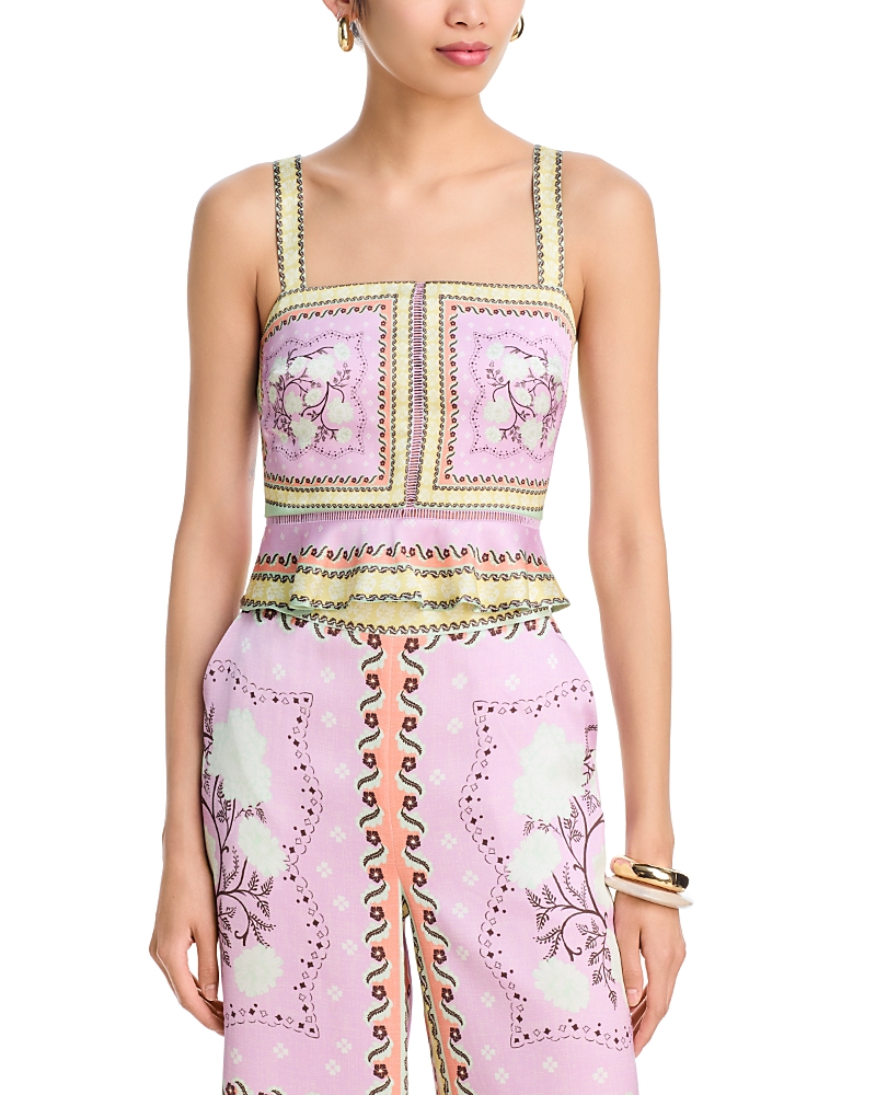 Aqua x Agua Bendita Scarf Print Peplum Top - Exclusive
