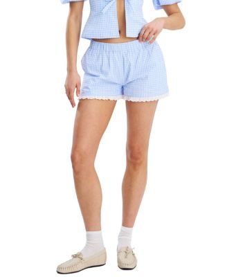  Qutaylaa Gingham Lace Trim Shorts