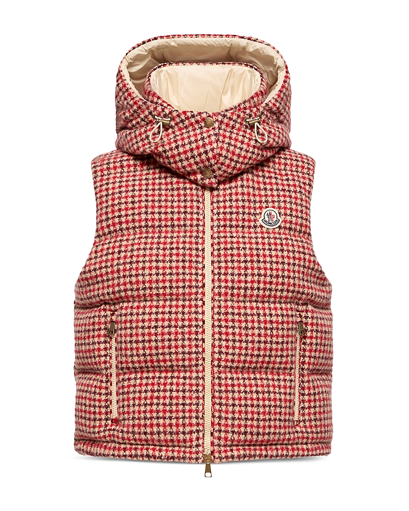 Moncler Niverolle Wool Blend Houndstooth Down Vest