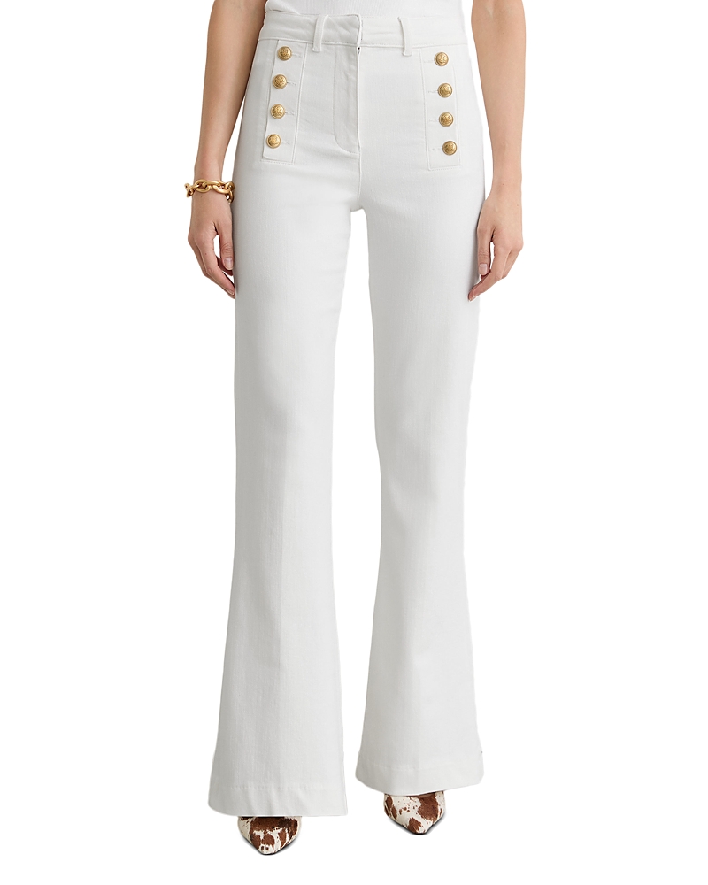 Reiss Athena High Rise Flared Jeans in White