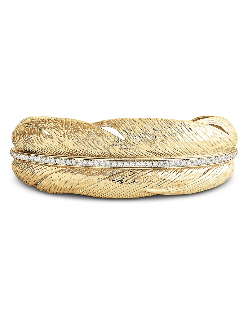 Anabel Aram Pave Feather Narrow Cuff Bracelet