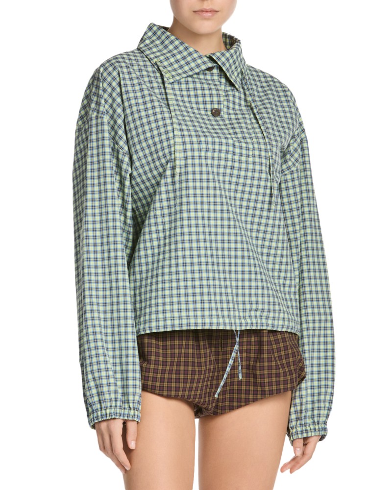 Marni Check High Collar Top in Acid