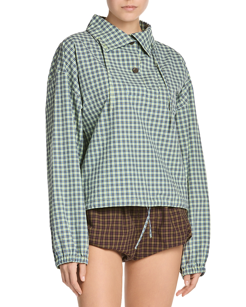 Marni Check High Collar Top