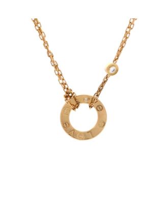  2 Diamonds Love Pendant Necklace 18K Gold and Diamonds, 16"