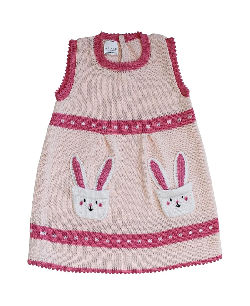 Melange Collection Girls' Knit Bunny Pocket Dress - Baby, Little Kid
