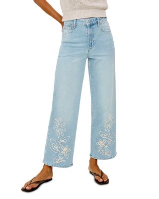 Getty High Rise Ankle Wide Leg Jeans in Lelani Embroidered