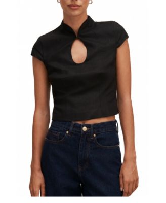  Women's Ayla Keyhole Linen Top