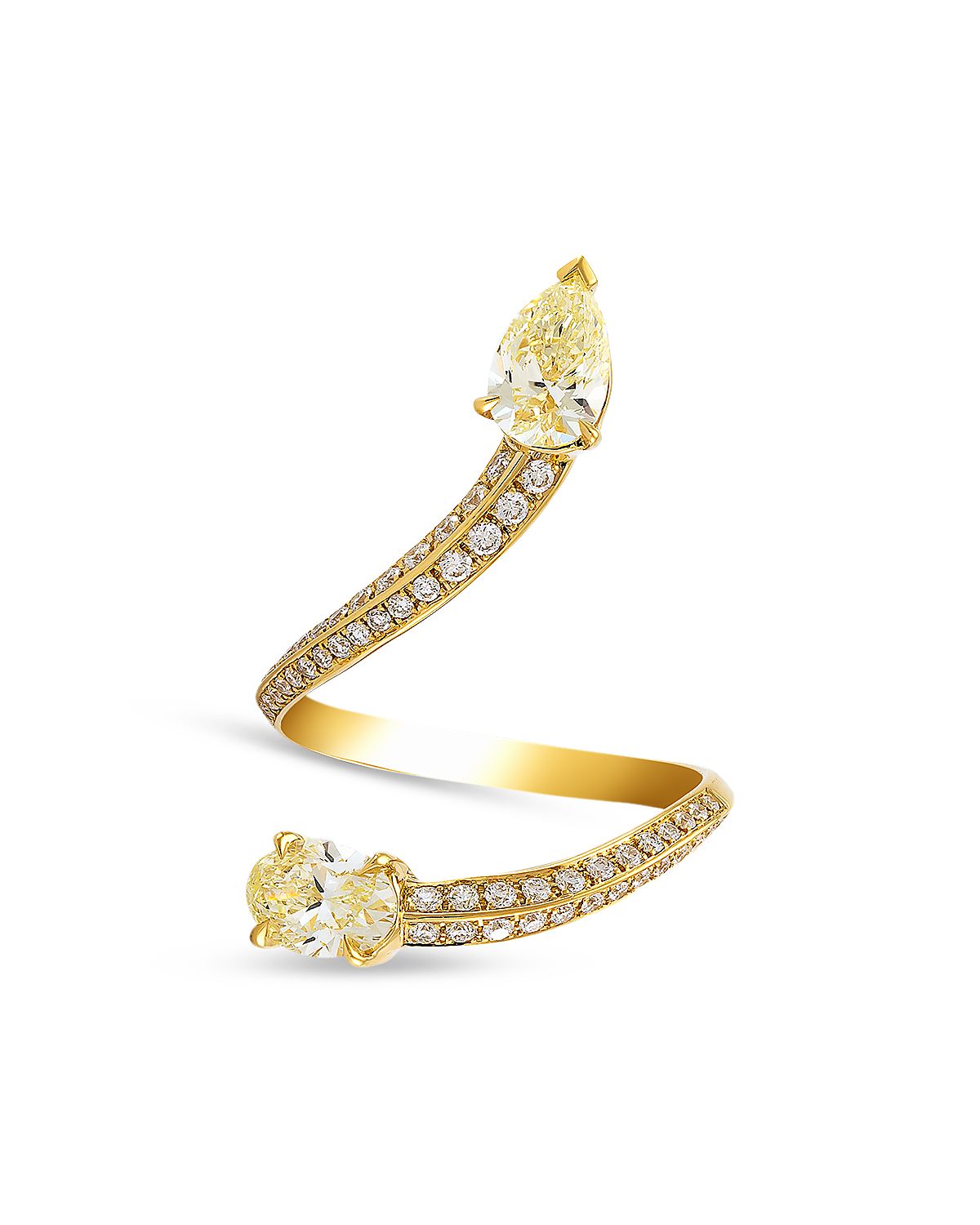 Etho Maria 18K Yellow Gold White & Yellow Diamond Mixed Cut S Curve Ring