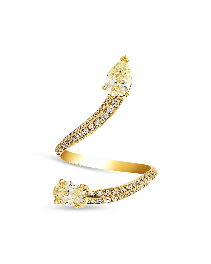 Etho Maria 18K Yellow Gold White & Yellow Diamond Mixed Cut S Curve Ring