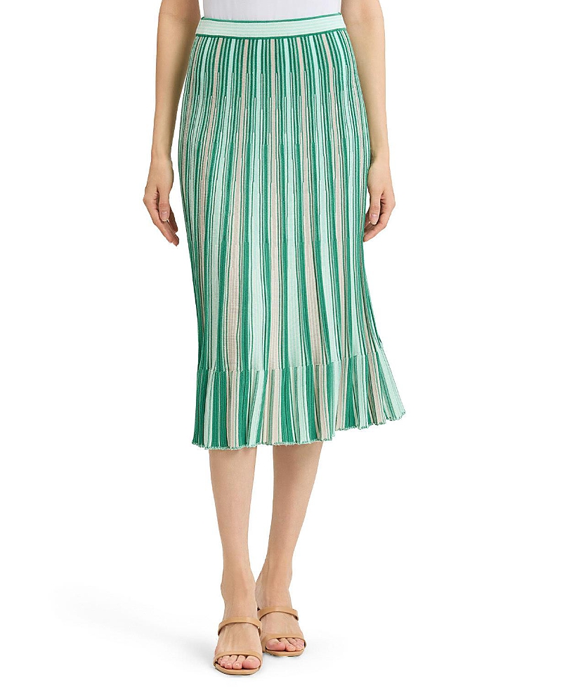 Ming Wang Flared Flounce Soft Knit Midi Skirt