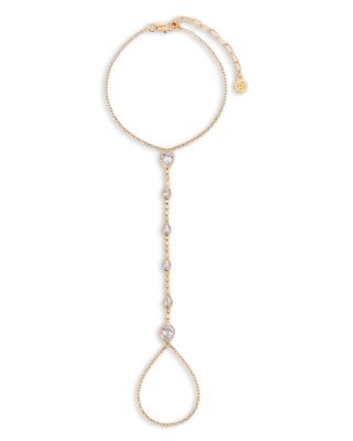 Ettika Dripping Crystal 18K Gold Plated Hand Chain Bracelet