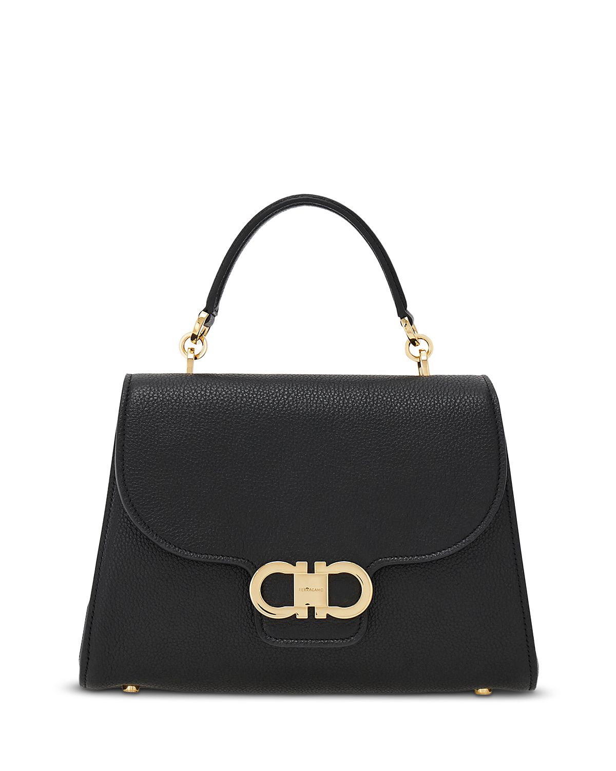 Ferragamo Double Gancino Small Leather Top Handle Bag