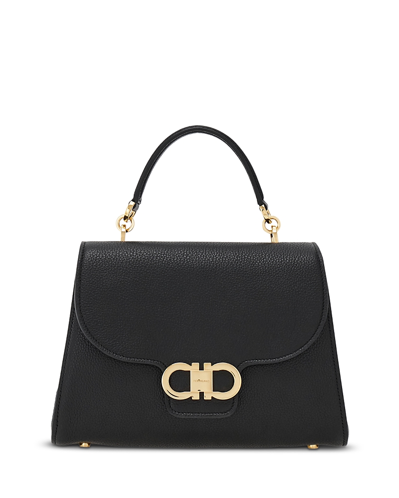 Ferragamo Double Gancino Small Leather Top Handle Bag