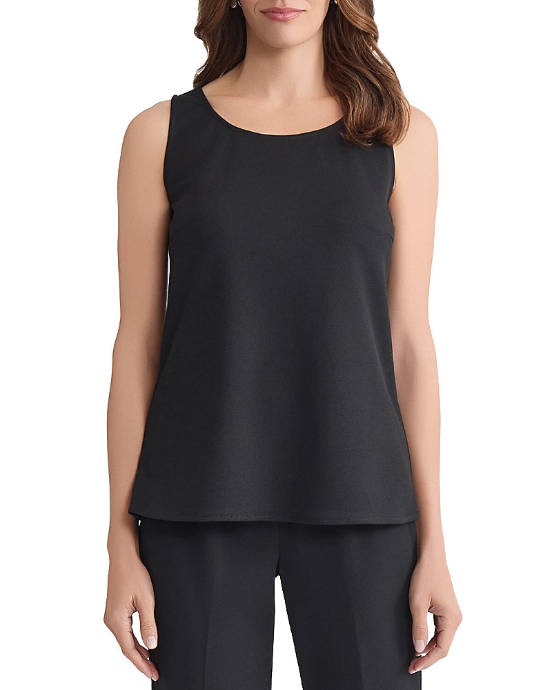 Ming Wang Stretch Deco Crepe Scoop Neck Tank