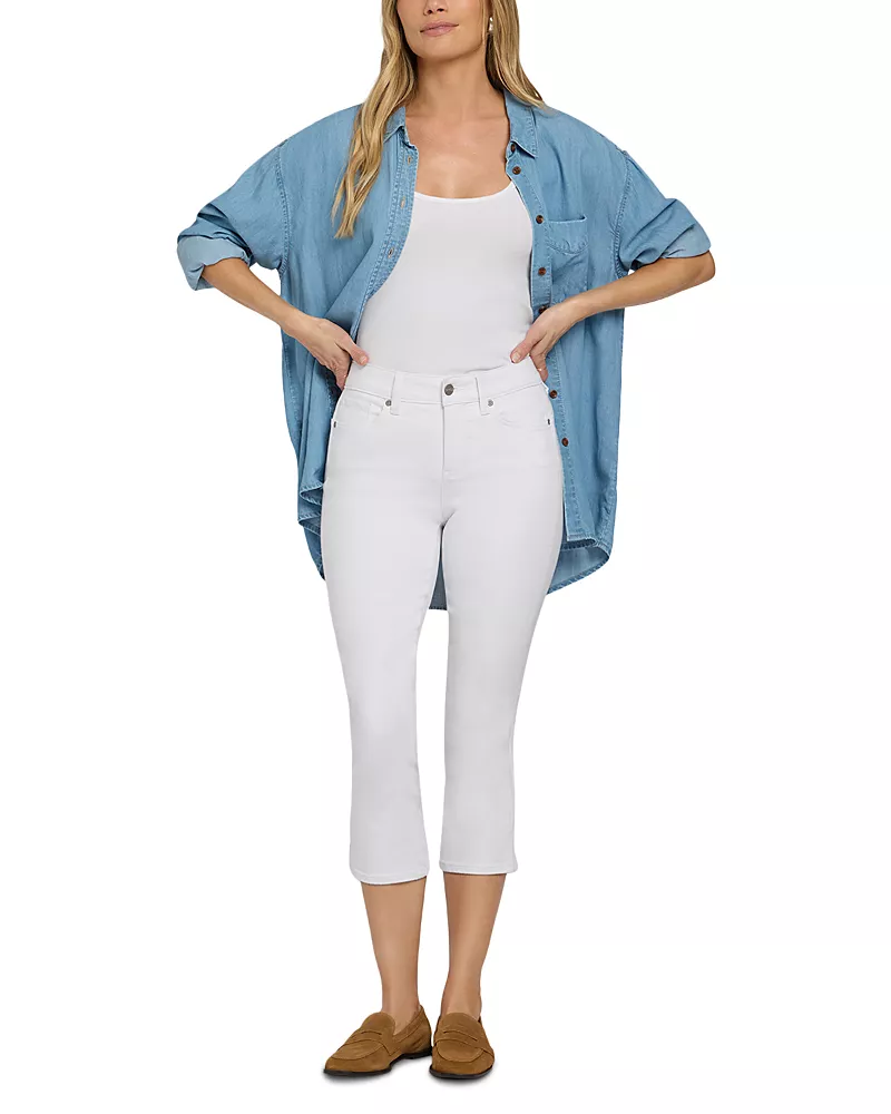 Nydj Chloe High Rise Capri Side Slit Jeans in Optic White