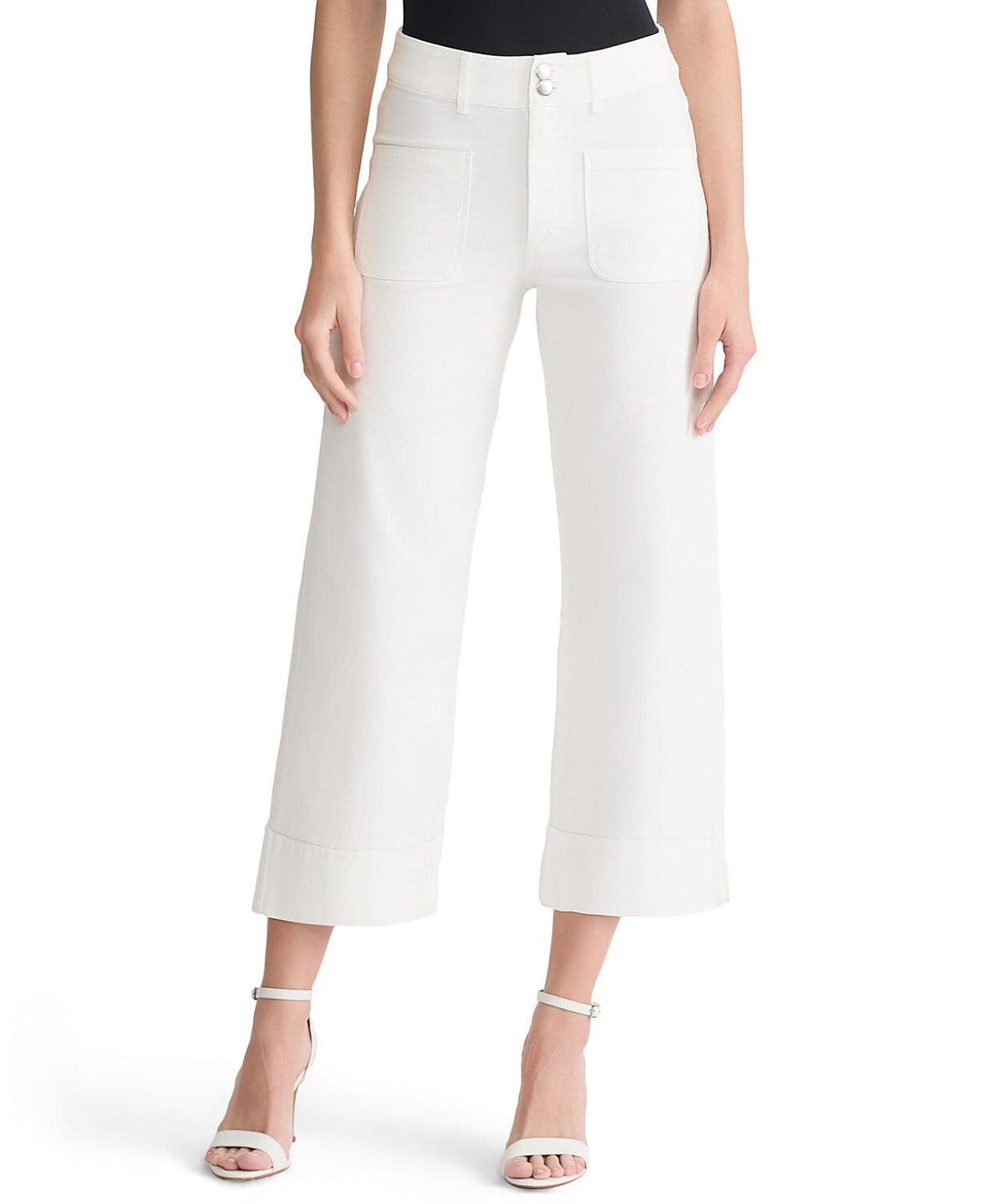 Ming Wang Cropped Wide-Leg Jeans